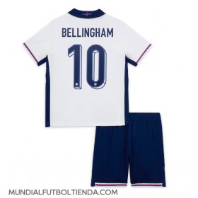 Camiseta Inglaterra Jude Bellingham #10 Primera Equipación Replica Eurocopa 2024 para niños mangas cortas (+ Pantalones cortos)